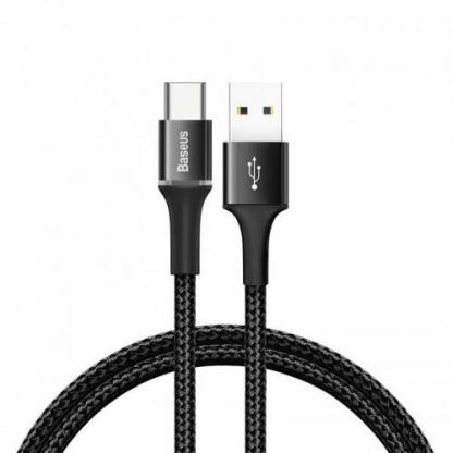 Baseus Halo USB-C Cable - кабел с въжена оплетка за устройства с USB-C порт (100 см) (черен)
