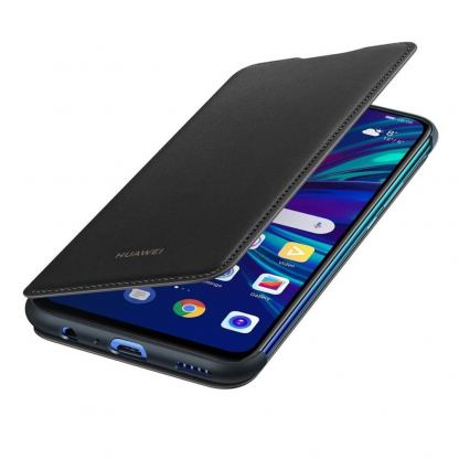 Huawei Flip Cover Case - оригинален кожен калъф за Huawei P Smart (2019) (черен)
