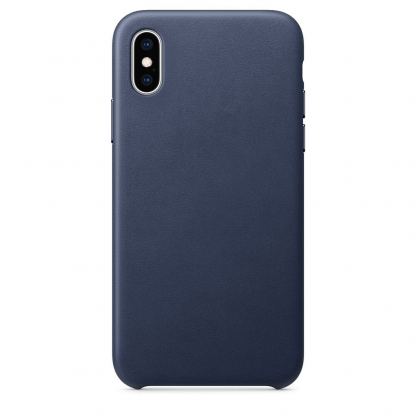 SDesign Leather Original Case - качествен кожен (естествена кожа) кейс за iPhone XS Max (тъмносин)