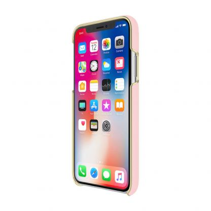 Kate Spade Wrap Glitter Stripe Case - удароустойчив хибриден кейс за iPhone XS, iPhone X (розов)