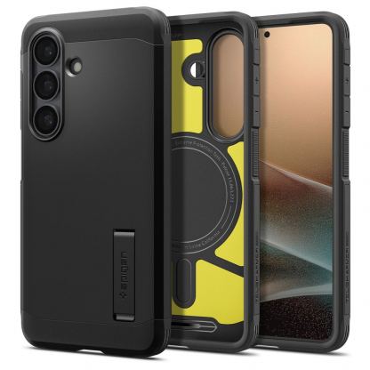 Хибриден кейс с най-висока степен на защита с MagSafe за Samsung Galaxy S26 Plus - Spigen Tough Armor MagSafe Case (черен)