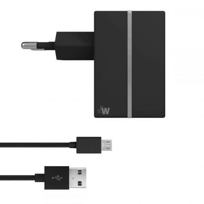 Just Wireless Mains Charger 2.4A EU microUSB - захранване за ел. мрежа 2.4A и microUSB кабел (черен)