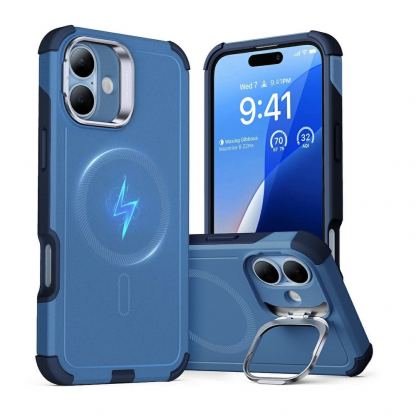 Хибриден кейс с висока степен на защита с MagSafe за iPhone 16 (син)  - ESR Cyber Armor HaloLock MagSafe Case