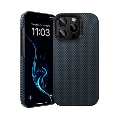 Кевларен кейс с MagSafe за iPhone 16 Pro - Benks Magnetic Armor Tint Kevlar Case 1000D (син)
