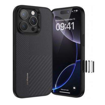 Кевларен кейс с MagSafe за iPhone 16 Pro Max - Benks Magnetic Armor Pro Montage Kevlar Metal Frame Camera Control Case 600D and 1500D (черен)