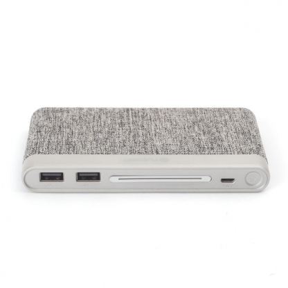 Platinet Power Bank 10000 mAh Polymer Fabric Braided - външна с 2 USB изходa за таблети и смартфони (светлосив)