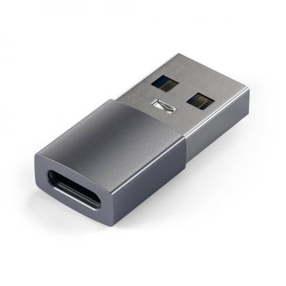 Satechi USB Male To USB-C Female Adapter - адаптер от USB мъжко към USB-C женско за мобилни устройства (тъмносив)