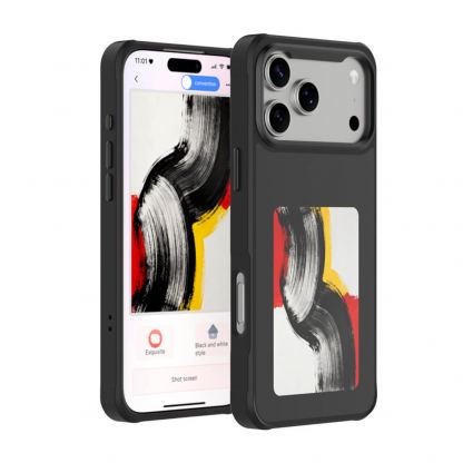  Поликарбонатов кейс с вграден дисплей на задната част и NFC за iPhone 17 Pro - 4smarts E-Ink Case with NFC Display (черен)