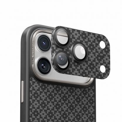 Предпазни стъклени лещи с цяла кевларна плочка за камерата на iPhone 17 Pro - Benks ArmorWarrior Aramid Lens Protector Tempered Glass (черен)