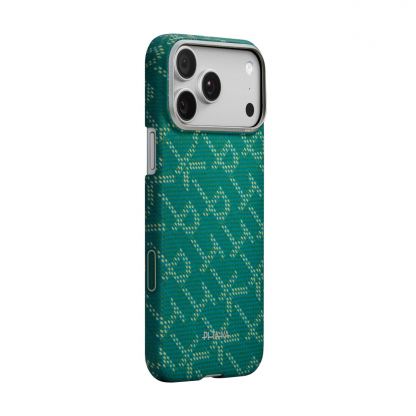 Кевларен кейс с MagSafe за iPhone 17 Pro - Pitaka Monogram Gold-Green Ultra Slim Aramid Fiber Case