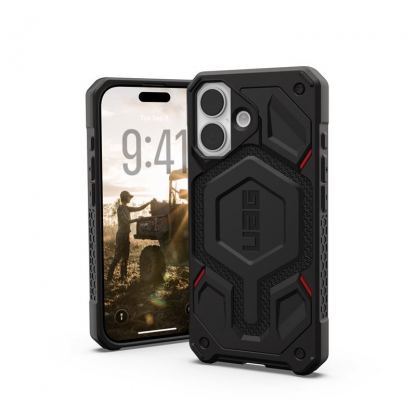 Удароустойчив хибриден кейс с MagSafe за iPhone 17 - UAG Monarch Pro Kevlar Case (черен-кевлар)