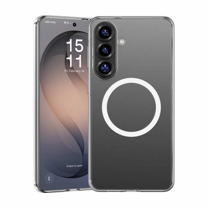 Хибриден удароустойчив кейс с Qi2 за Samsung Galaxy S26 - Benks Magnetic Crystal Case (бял-прозрачен)