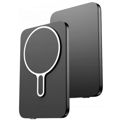Преносима външна батерия с USB-C порт и безжично зареждане с MagSafe - 3mk MagSnap Go Magnetic Wireless Charging Power Bank 5000 mAh 20W (тъмносив)