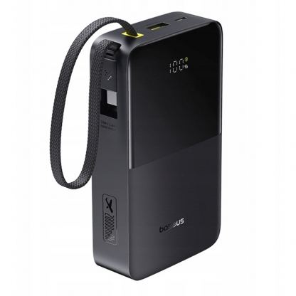 Външна батерия 10000 mAh с вграден USB-C кабел и 1xUSB-C, 1xUSB-A портове - Baseus EnerFill FC51 Bipow 2 Pro Digital Display Power Bank With USB-C Cable 22.5W 20000mAh (черен)