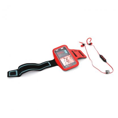 Platinet Bluetooth Earphones Sport + Armband PM1075 - комплект безжични спортни блутут слушалки и неопренов спортен калъф за ръка за смарфтони до 5 инча (червен)