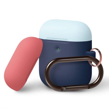 Elago Airpods Duo Hang Silicone Case - силиконов калъф за Apple Airpods 2 with Wireless Charging Case (тъмносин-светлосин)