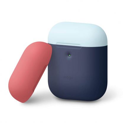 Elago Airpods Duo Silicone Case - силиконов калъф за Apple Airpods 2 with Wireless Charging Case (тъмносин-червен)