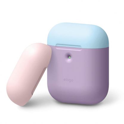 Elago Airpods Duo Silicone Case - силиконов калъф за Apple Airpods 2 with Wireless Charging Case (лилав-син)