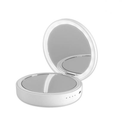 4smarts Power Bank PocketMirror 4000 mAh - външна батерия с вградени огледала и LED подсветка (бял)