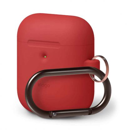 Elago Airpods Silicone Hang Case - силиконов калъф с карабинер за Apple Airpods 2 with Wireless Charging Case (червен)