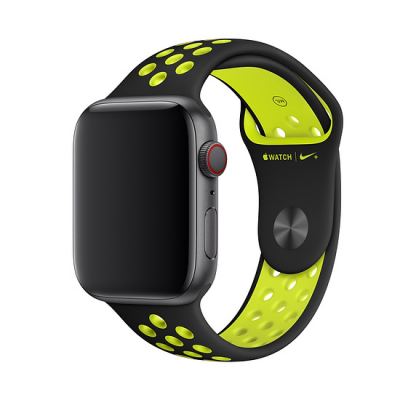 Apple Watch Nike+ Sport Band - оригинална силиконова каишка за Apple Watch 42мм, 44мм (черен-жълт)
