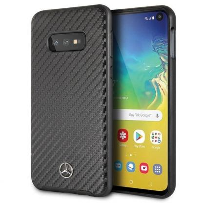 Mercedes-Benz Dynamic Leather Hard Case - дизайнерски кожен кейс за Samsung Galaxy S10E (черен)