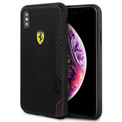 Ferrari On Track Grid Hard Case - кожен кейс (естествена кожа) за iPhone XS Max (черен)