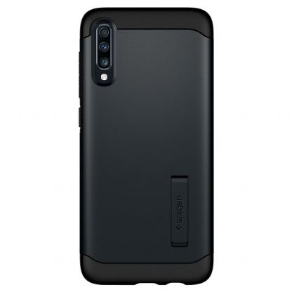 Spigen Slim Armor Case - хибриден кейс с най-висока степен на защита за Samsung Galaxy A70 (тъмносив)