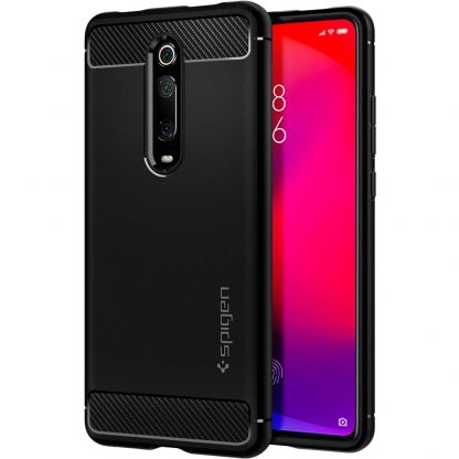 Spigen Rugged Armor Case - тънък качествен силиконов (TPU) калъф за Xiaomi Mi 9T, Mi 9T Pro, K20, K20 Pro (черен)