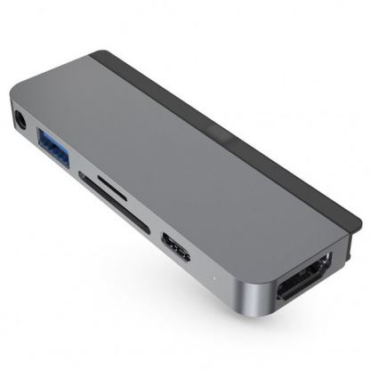 HyperDrive 6-in-1 USB-C Hub for iPad Pro 2018 6-in-1 USB-C Hub - мултифункционален хъб за свързване на допълнителна периферия за iPad Pro 11 (2018) и iPad Pro 12.9 (2018) (тъмносив)