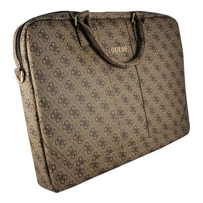 Guess UpTown Laptop Bag - луксозна дизайнерска чанта с дръжки и презрамка за преносими компютри до 15 инча (кафява)