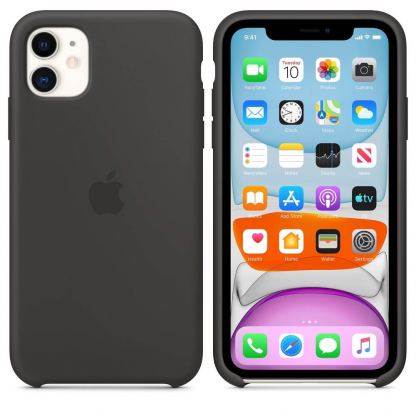 Apple Silicone Case - оригинален силиконов кейс за iPhone 11 (черен)