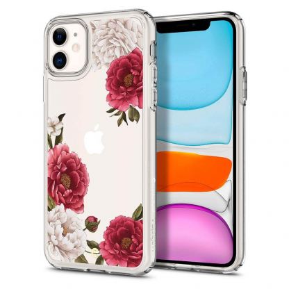 Spigen Ciel Red Floral Case - дизайнерски удароустойчив кейс за iPhone 11 (прозрачен)