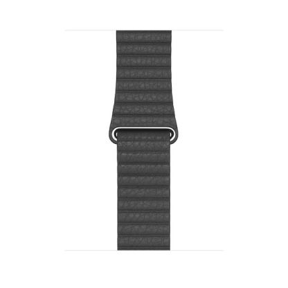 Apple Black Leather Loop Medium - оригинална кожена каишка за Apple Watch 42мм, 44мм (черен)