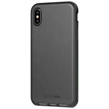 Tech21 Evo Luxe Case - хибриден кожен кейс с висока защита за iPhone XS Max (черен)
