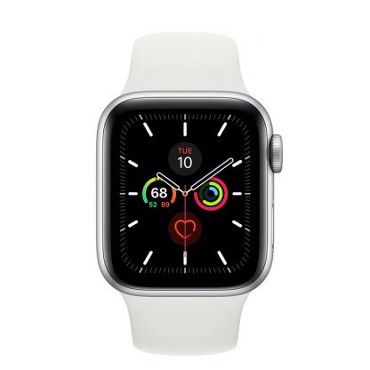Apple Watch Series 5 GPS, 44mm Silver Aluminium Case with White Sport Band - умен часовник от Apple
