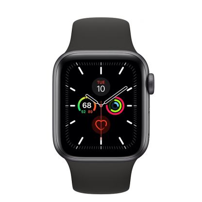 Apple Watch Series 5 GPS, 40mm Space Grey Aluminium Case with Black Sport Band - умен часовник от Apple