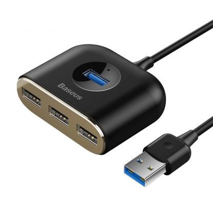 Baseus USB Square Round Hub Adapter - 4-портов USB хъб за компютри и лаптопи (черен)