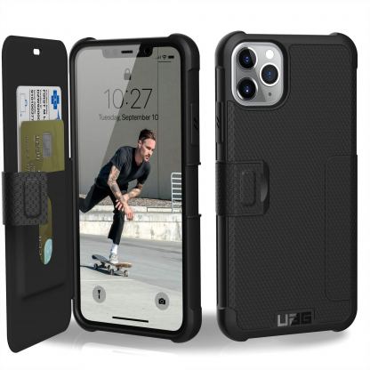 Urban Armor Gear Metropolis - удароустойчив хибриден кейс тип портфейл за iPhone 11 Pro Max (черен)