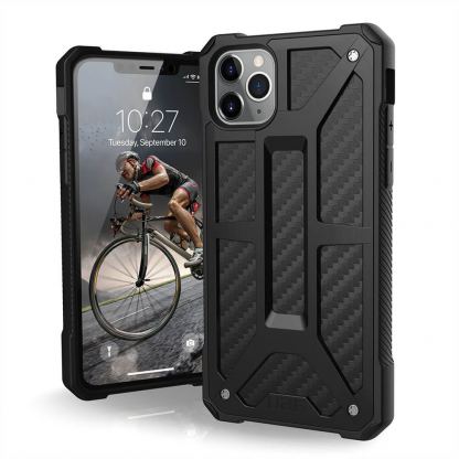 Urban Armor Gear Monarch Case - удароустойчив хибриден кейс за iPhone 11 Pro Max (черен-карбон)