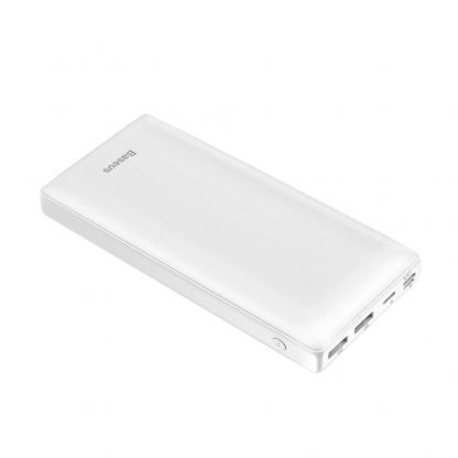Baseus Mini JA Power Bank - външна батерия 30000 mAh с 2 x USB и USB-C изходи за зареждане на смартфони и таблети (бял)
