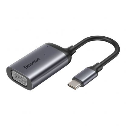 Baseus Enjoyment USB-C to VGA + USB-C PD Hub - USB-C хъб за свързване от USB-C към VGA и USB-C PD порт (тъмносив)