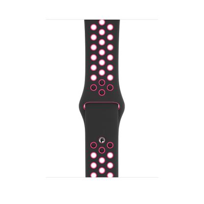 Apple Watch Nike Sport Band - оригинална силиконова каишка за Apple Watch 42мм, 44мм (черен-розов)