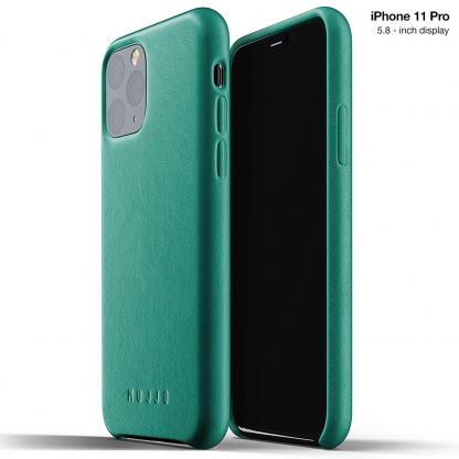 Mujjo Full Leather Case - кожен (естествена кожа) кейс за iPhone 11 Pro (зелен)