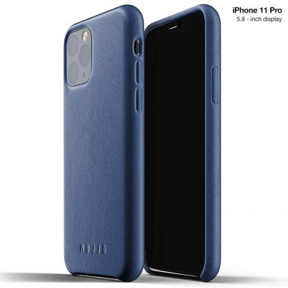 Mujjo Full Leather Case - кожен (естествена кожа) кейс за iPhone 11 Pro (син)