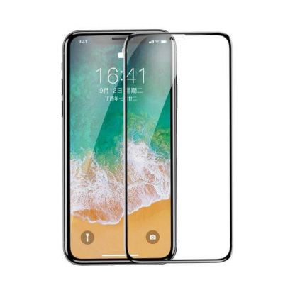 Baseus Curved Full Screen Tempered Glass (0.23 mm) - калено стъклено защитно покритие за целия дисплей на iPhone 11, iPhone XR (прозрачен-черен) (2 броя)