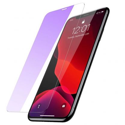 Baseus Anti-bluelight Tempered Glass Film (0.15mm) - калено стъклено защитно покритие за дисплея на iPhone 11, iPhone XR (прозрачен) (2 броя)