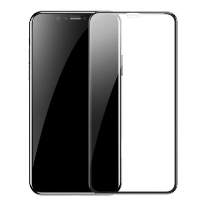 Baseus Full Screen Tempered Glass (0.30 mm) - калено стъклено защитно покритие за целия дисплей на iPhone 11 Pro Max, iPhone XS Max (прозрачен-черен) (2 броя)