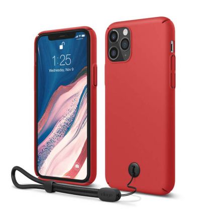 Elago Slim Fit Strap Case - качествен поликарбонатов кейс с каишка за китката за iPhone 11 Pro Max (червен)