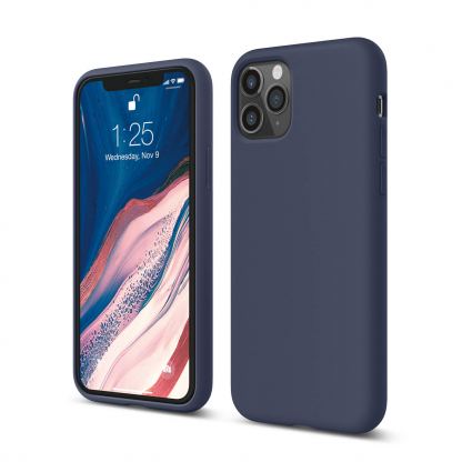 Elago Soft Silicone Case - силиконов (TPU) калъф за iPhone 11 Pro (тъмносин)